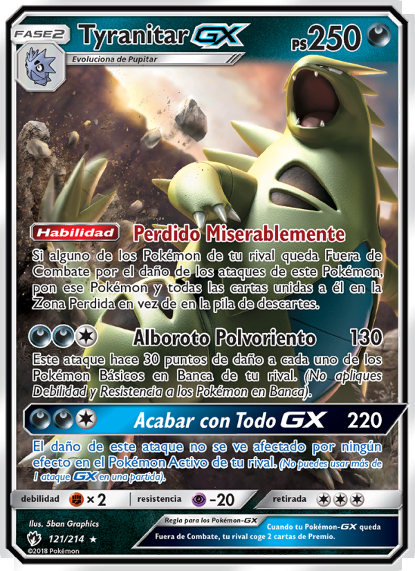 Tyranitar GX 121 — Lost Thunder (Spanish Pokémon TCG card)