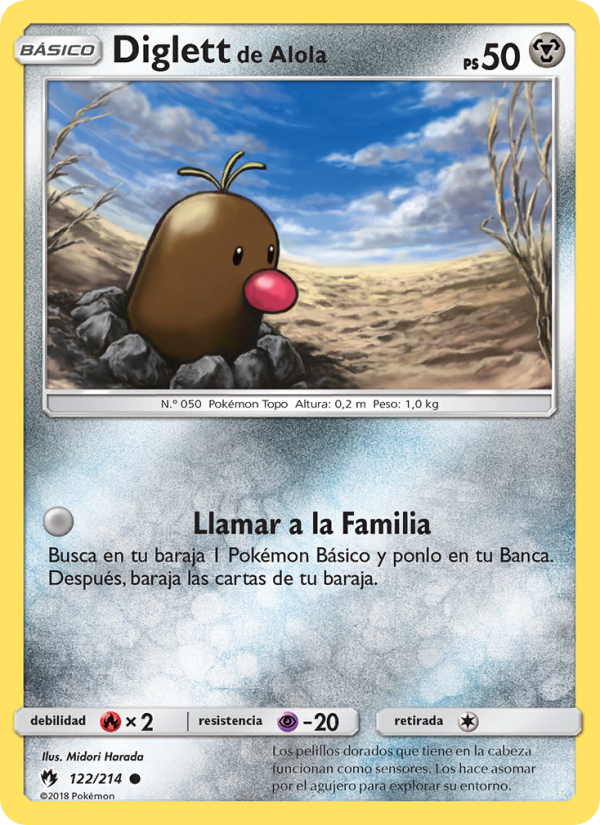 Diglett de Alola 122 — Lost Thunder (Spanish Pokémon TCG card)