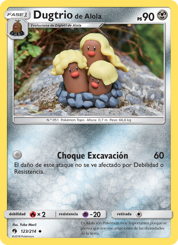 Dugtrio de Alola 123 — Lost Thunder (Spanish Pokémon TCG card)
