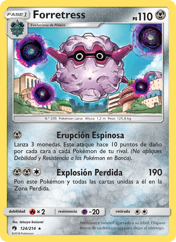 Forretress 124 — Lost Thunder (Spanish Pokémon TCG card)