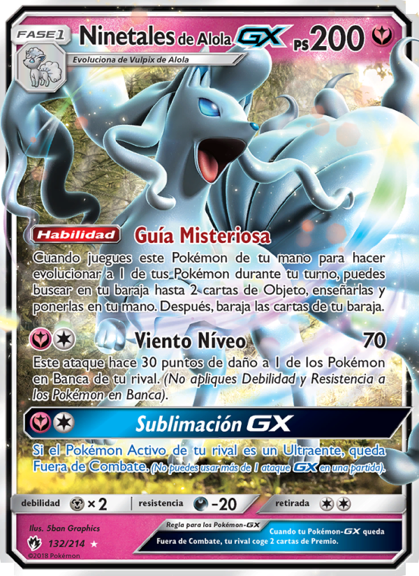 Ninetales de Alola GX 132 — Lost Thunder (Spanish Pokémon TCG card)