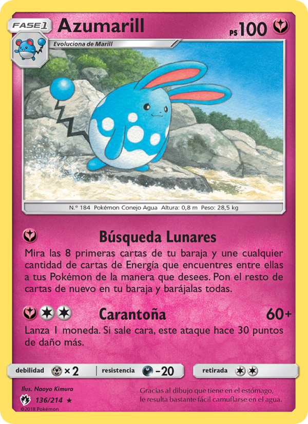 Azumarill 136 — Lost Thunder (Spanish Pokémon TCG card)