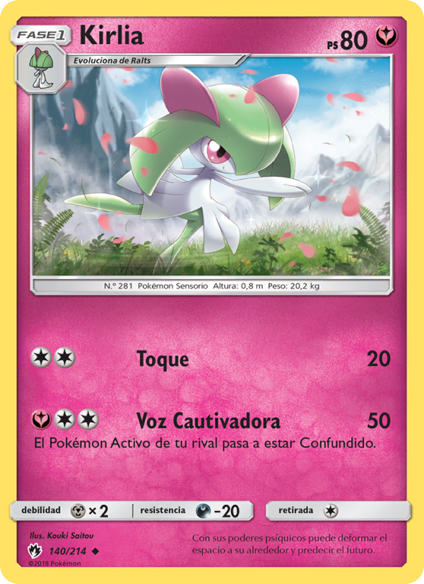 Kirlia 140 — Lost Thunder (Spanish Pokémon TCG card)