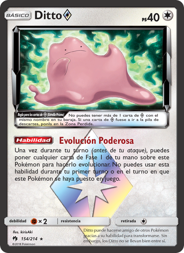 Ditto ◇ 154 — Lost Thunder (Spanish Pokémon TCG card)
