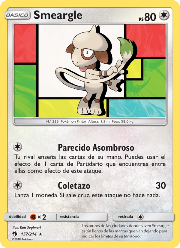 Smeargle 157 — Lost Thunder (Spanish Pokémon TCG card)