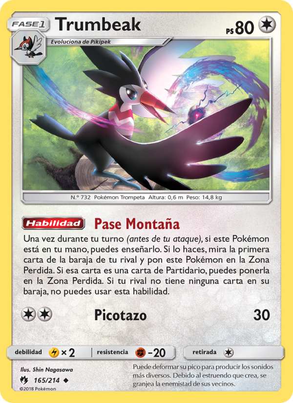 Trumbeak 165 — Lost Thunder (Spanish Pokémon TCG card)