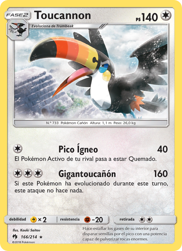 Toucannon 166 — Lost Thunder (Spanish Pokémon TCG card)
