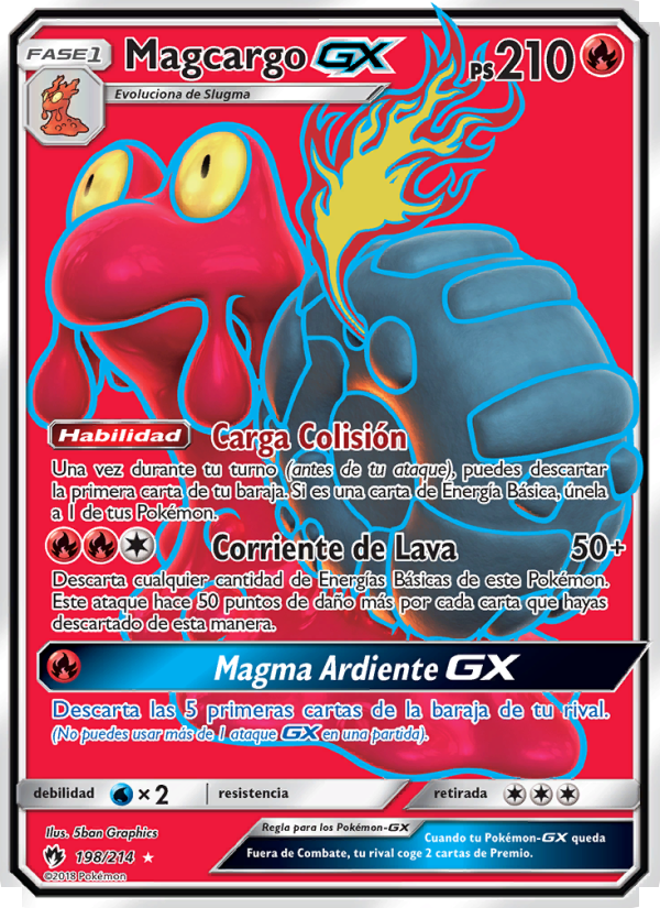 Magcargo GX 198 — Lost Thunder (Spanish Pokémon TCG card)
