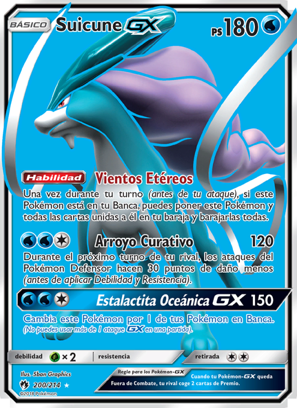 Suicune GX 200 — Lost Thunder (Spanish Pokémon TCG card)