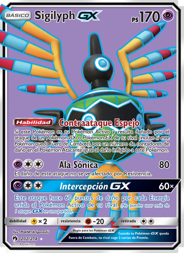 Sigilyph GX 202 — Lost Thunder (Spanish Pokémon TCG card)