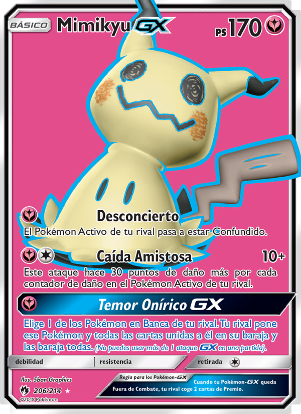 Mimikyu GX 206 — Lost Thunder (Spanish Pokémon TCG card)