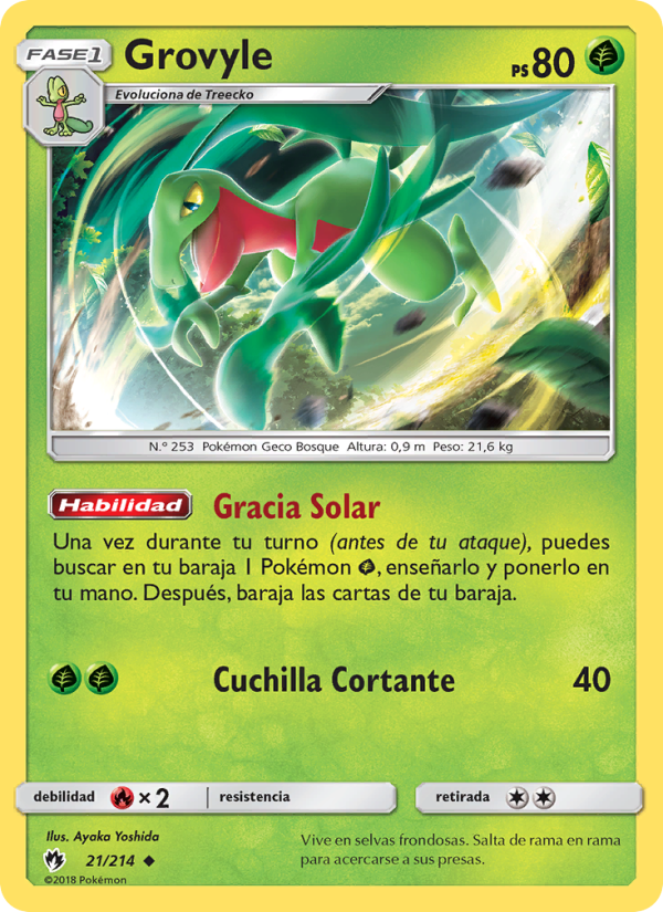 Grovyle 21 — Lost Thunder (Spanish Pokémon TCG card)