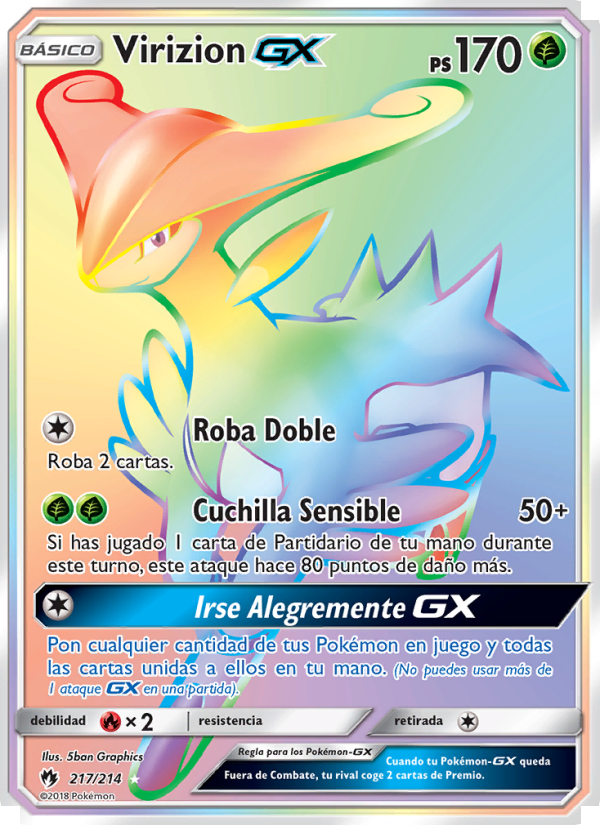 Virizion GX 217 — Lost Thunder (Spanish Pokémon TCG card)