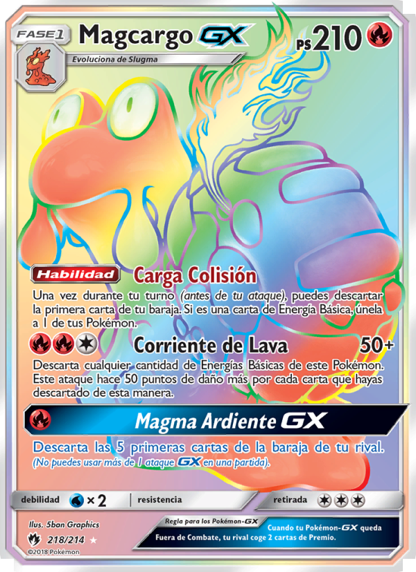 Magcargo GX 218 — Lost Thunder (Spanish Pokémon TCG card)