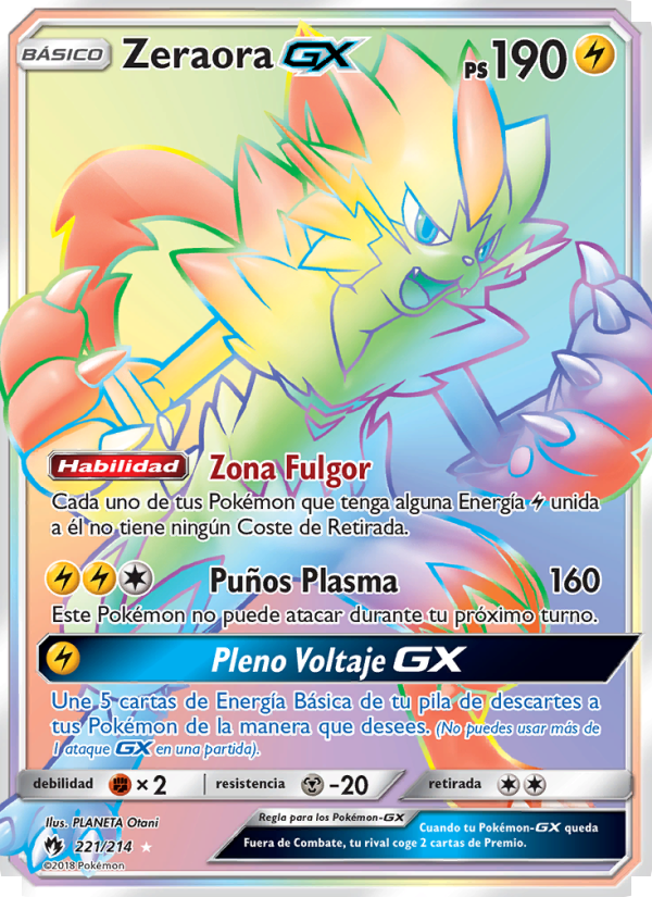 Zeraora GX 221 — Lost Thunder (Spanish Pokémon TCG card)