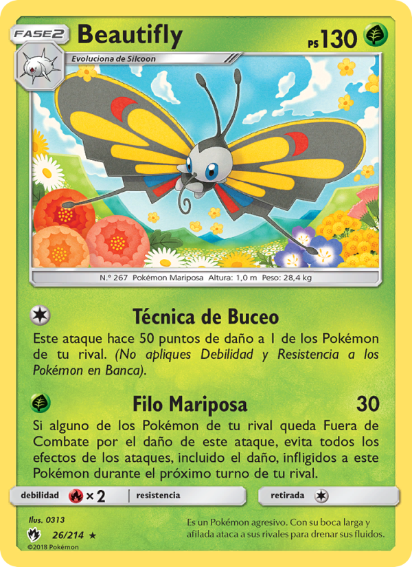 Beautifly 26 — Lost Thunder (Spanish Pokémon TCG card)