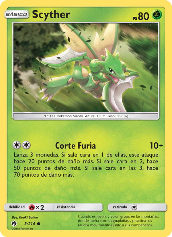 Scyther 3 — Lost Thunder (Spanish Pokémon TCG card)