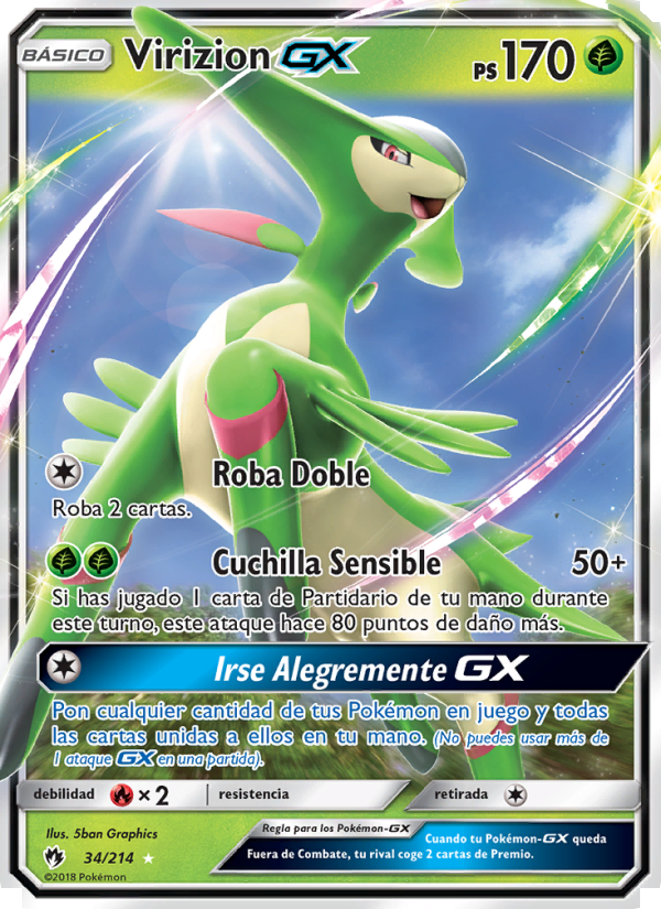 Virizion GX 34 — Lost Thunder (Spanish Pokémon TCG card)