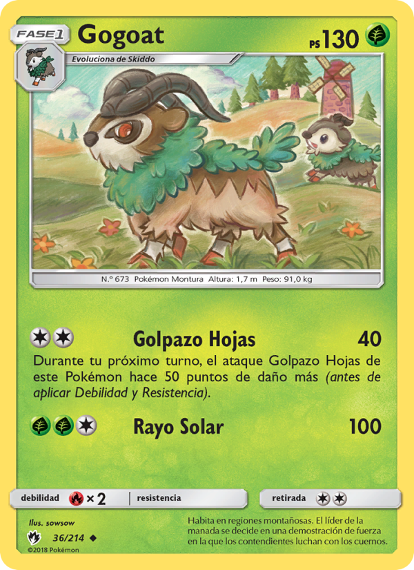 Gogoat 36 — Lost Thunder (Spanish Pokémon TCG card)