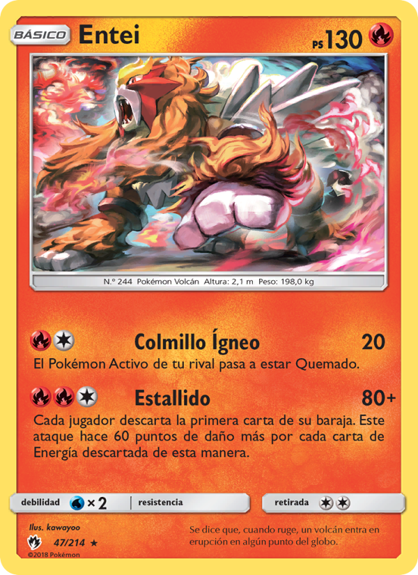 Entei 47 — Lost Thunder (Spanish Pokémon TCG card)