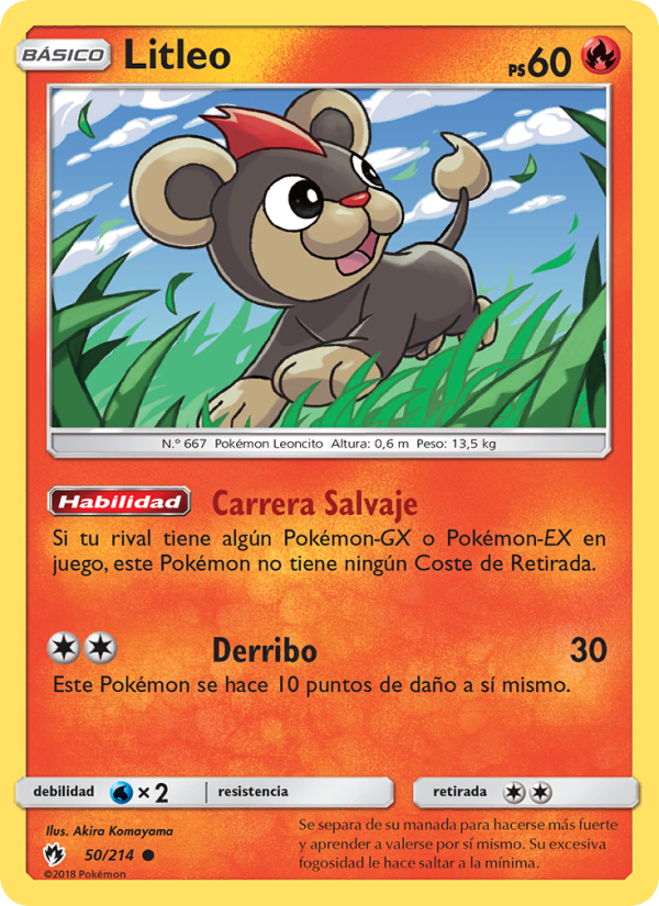 Litleo 50 — Lost Thunder (Spanish Pokémon TCG card)
