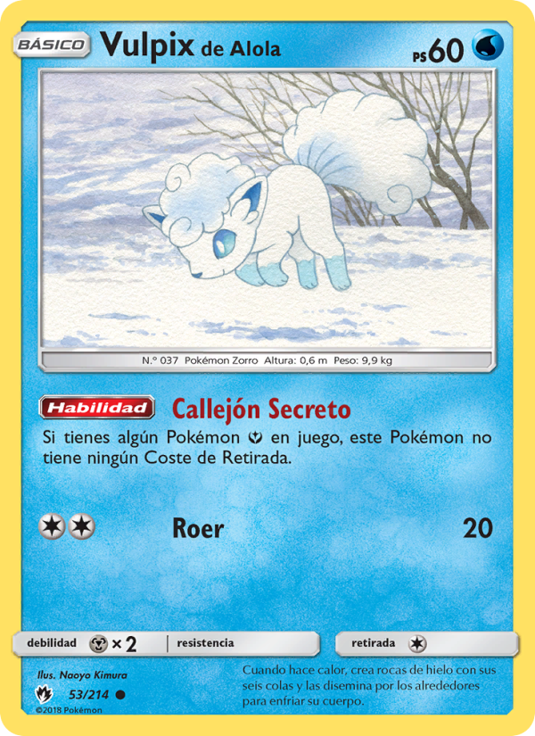 Vulpix de Alola 53 — Lost Thunder (Spanish Pokémon TCG card)