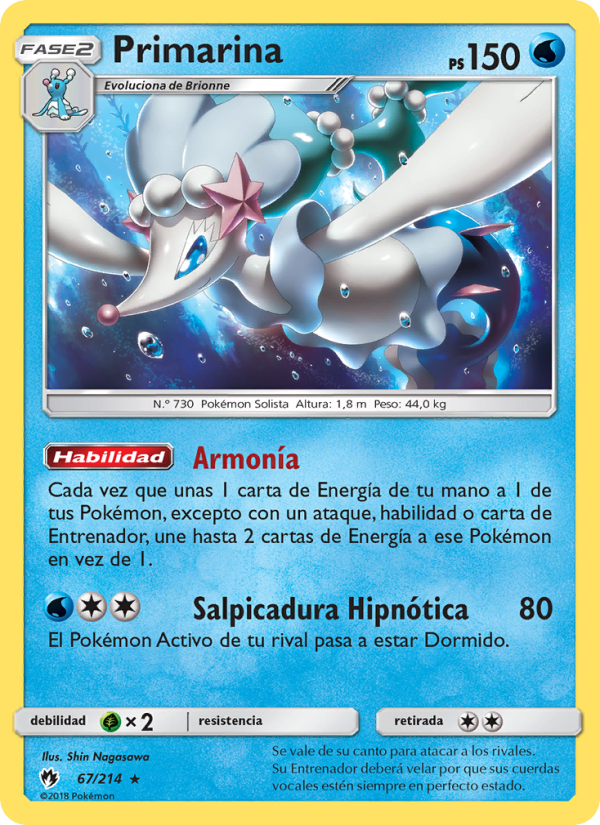 Primarina 67 — Lost Thunder (Spanish Pokémon TCG card)