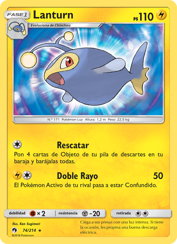Lanturn 74 — Lost Thunder (Spanish Pokémon TCG card)