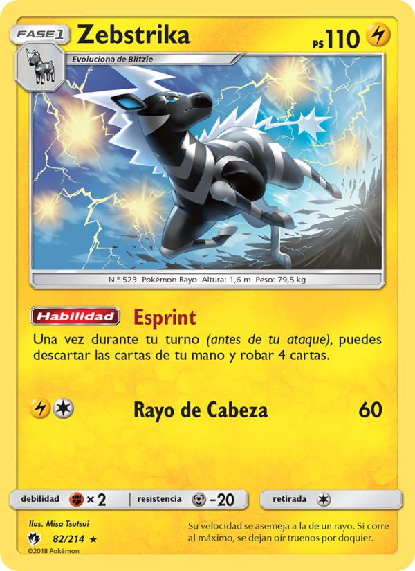 Zebstrika 82 — Lost Thunder (Spanish Pokémon TCG card)