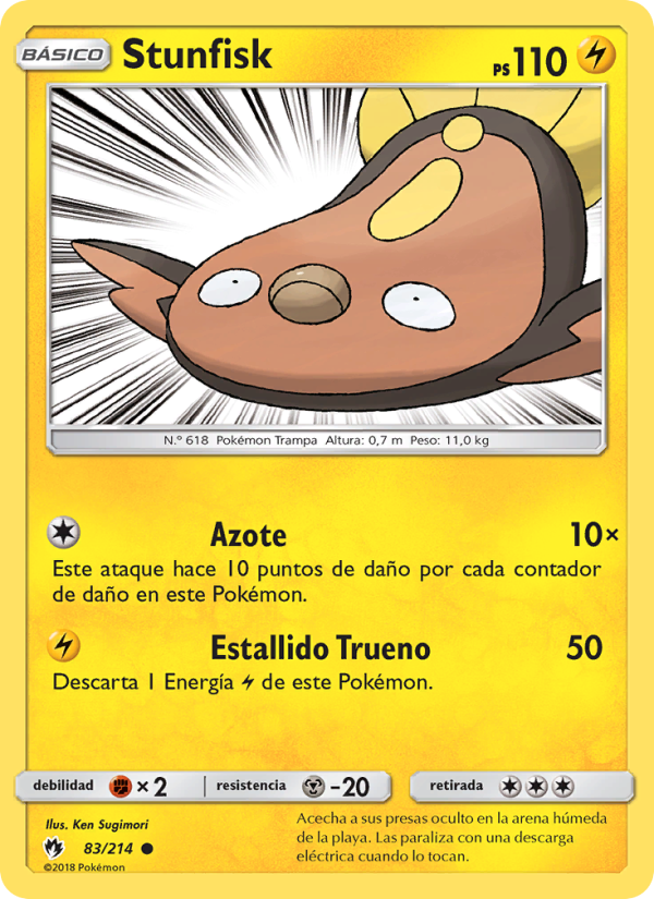 Stunfisk 83 — Lost Thunder (Spanish Pokémon TCG card)