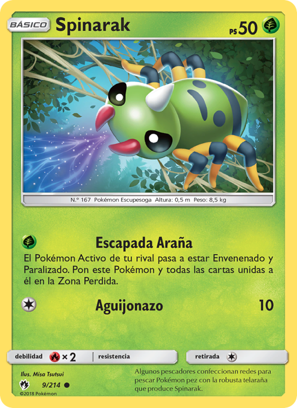 Spinarak 9 — Lost Thunder (Spanish Pokémon TCG card)
