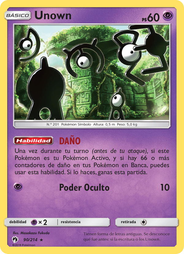 Unown 90 — Lost Thunder (Spanish Pokémon TCG card)
