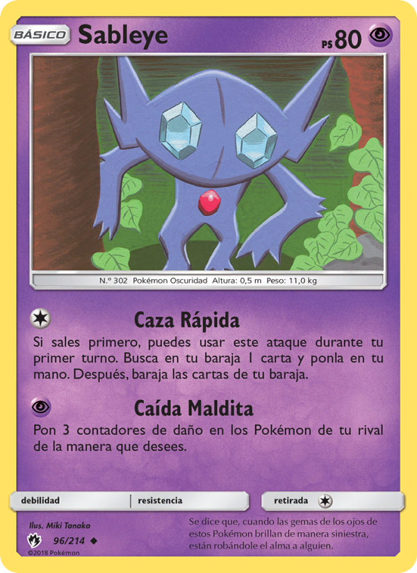 Sableye 96 — Lost Thunder (Spanish Pokémon TCG card)