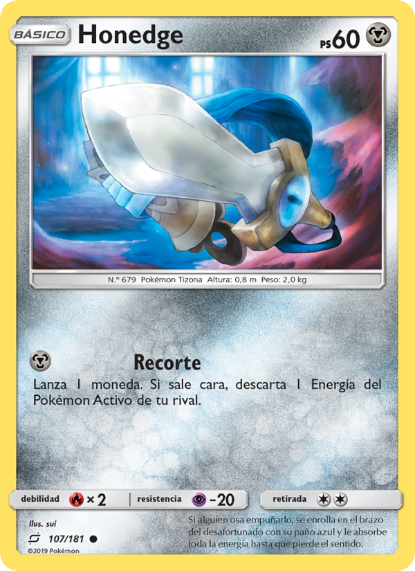 Honedge 107 — Team Up (Spanish Pokémon TCG card)