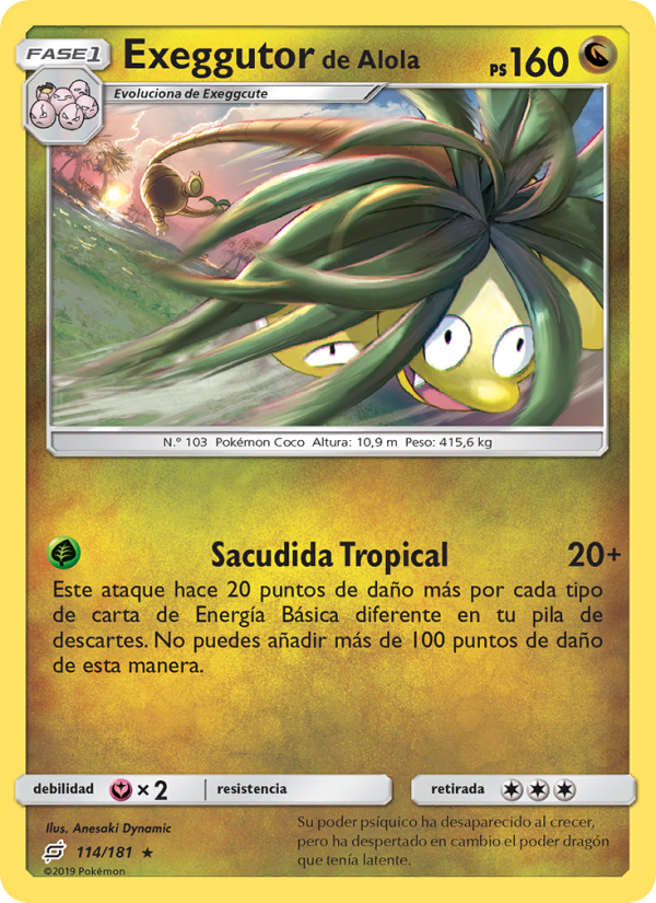 Exeggutor de Alola 114 — Team Up (Spanish Pokémon TCG card)
