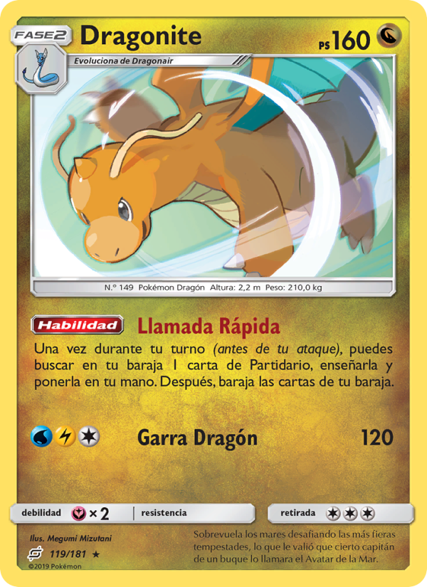 Dragonite 119 — Team Up (Spanish Pokémon TCG card)