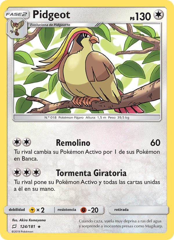 Pidgeot 124 — Team Up (Spanish Pokémon TCG card)