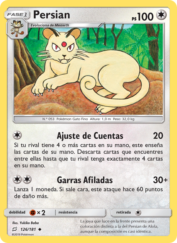 Persian 126 — Team Up (Spanish Pokémon TCG card)