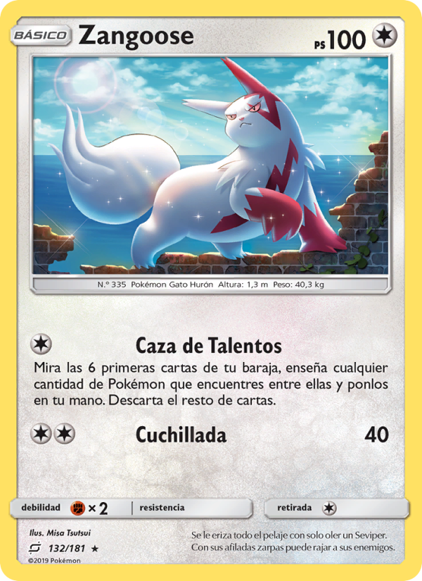 Zangoose 132 — Team Up (Spanish Pokémon TCG card)