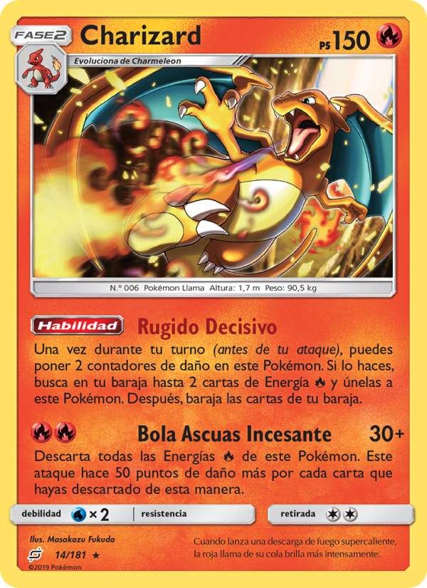 Charizard 14 — Team Up (Spanish Pokémon TCG card)