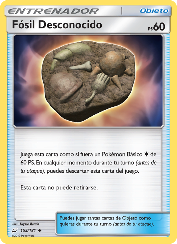 Fósil Desconocido 155 — Team Up (Spanish Pokémon TCG card)