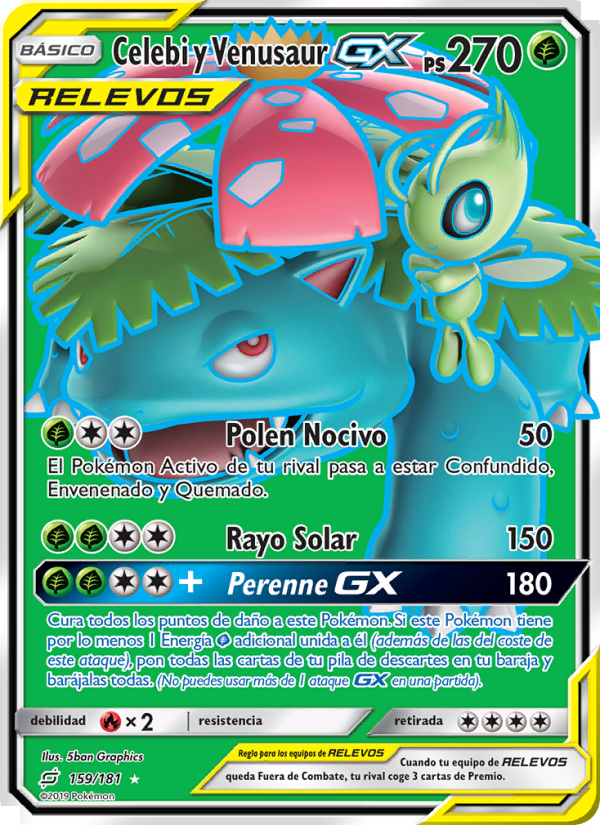 Celebi y Venusaur GX 159 — Team Up (Spanish Pokémon TCG card)