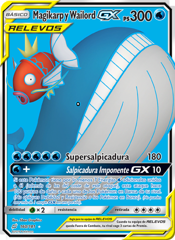 Magikarp y Wailord GX 160 — Team Up (Spanish Pokémon TCG card)