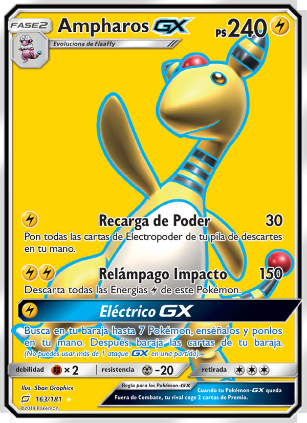 Ampharos GX 163 — Team Up (Spanish Pokémon TCG card)