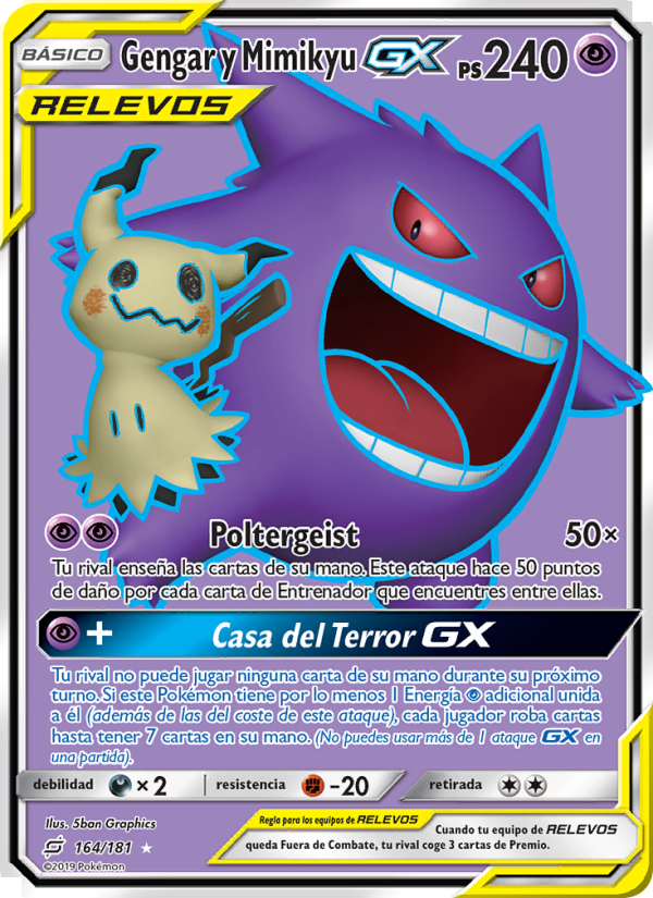 Gengar y Mimikyu GX 164 — Team Up (Spanish Pokémon TCG card)