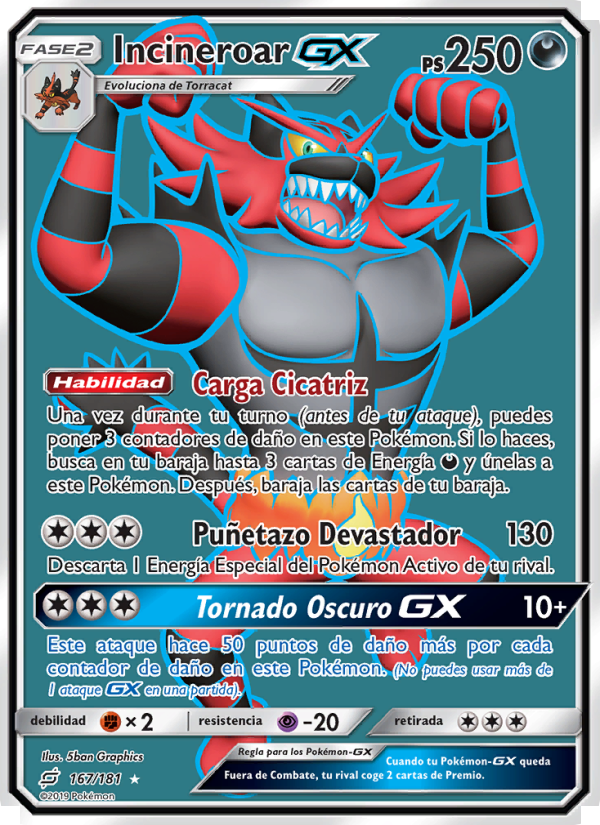 Incineroar GX 167 — Team Up (Spanish Pokémon TCG card)