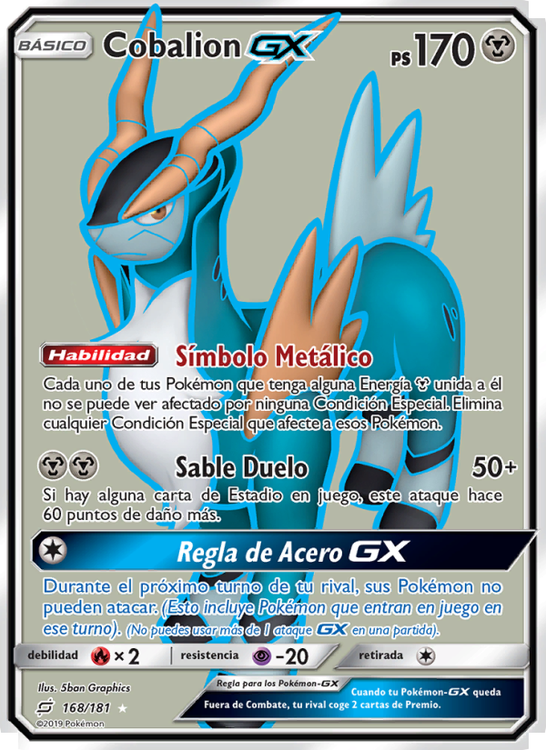 Cobalion GX 168 — Team Up (Spanish Pokémon TCG card)