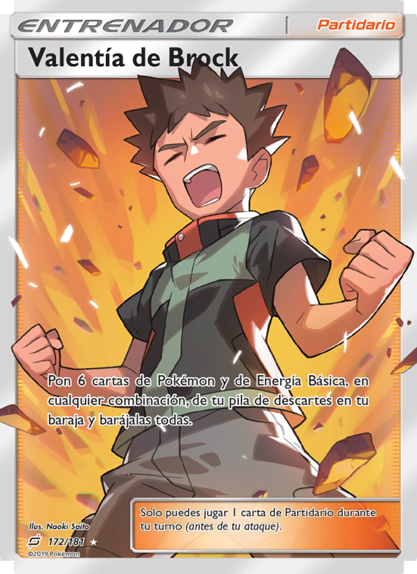 Valentía de Brock 172 — Team Up (Spanish Pokémon TCG card)