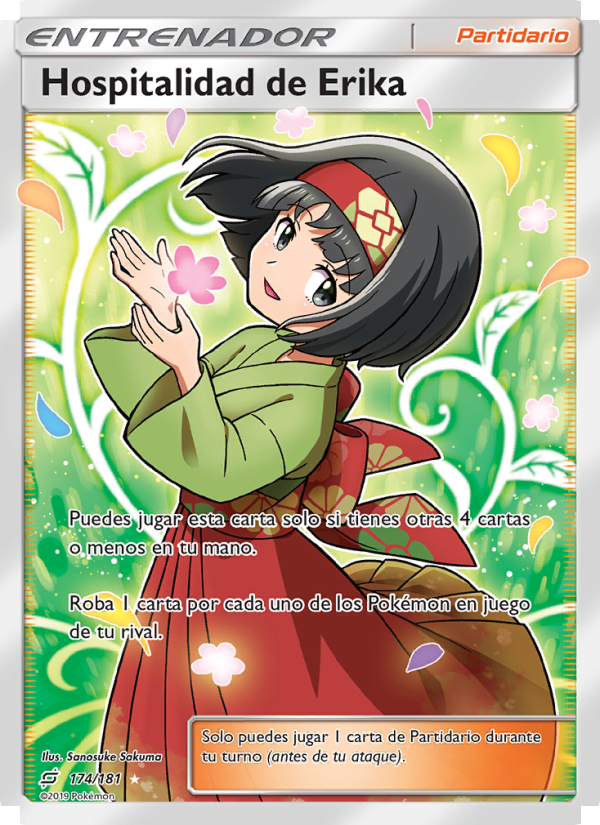 Hospitalidad de Erika 174 — Team Up (Spanish Pokémon TCG card)