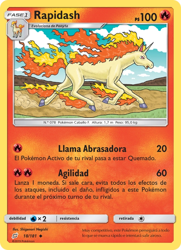 Rapidash 18 — Team Up (Spanish Pokémon TCG card)
